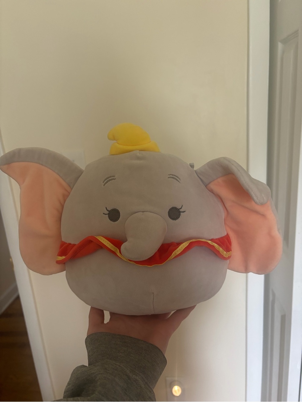 Squishmallows Gray Elephant with Pink Ears and Yellow Hat